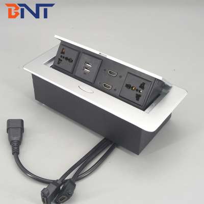 Office multi plug hidden table top socket with usb charger